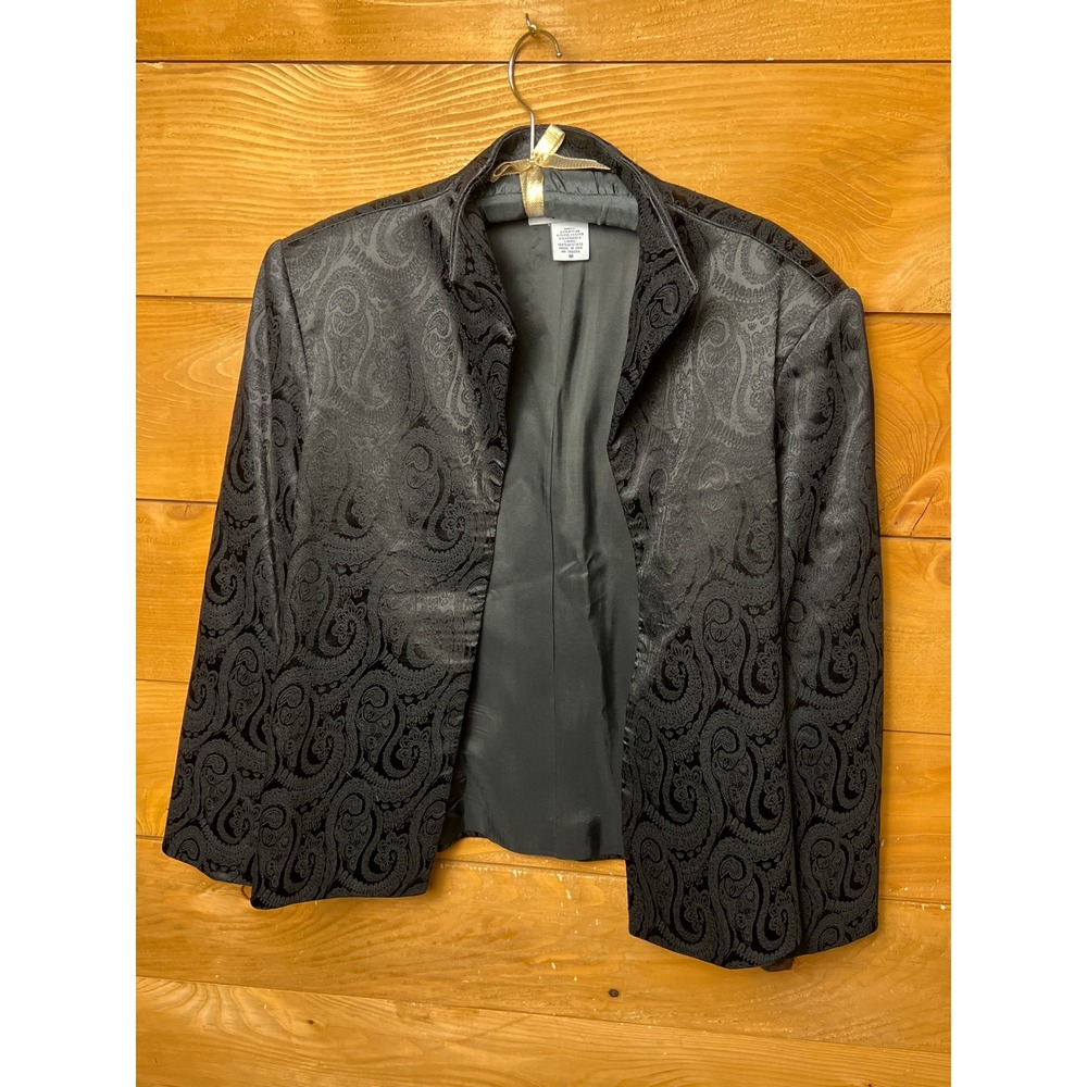 Acorn Black Paisley Jacquard Blazer Jacket Womens Size M Evening Formal Occasion